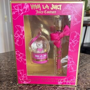 NEW Juicy Couture Viva La Juicy Mini Snow Globe Ornament Gift Set
